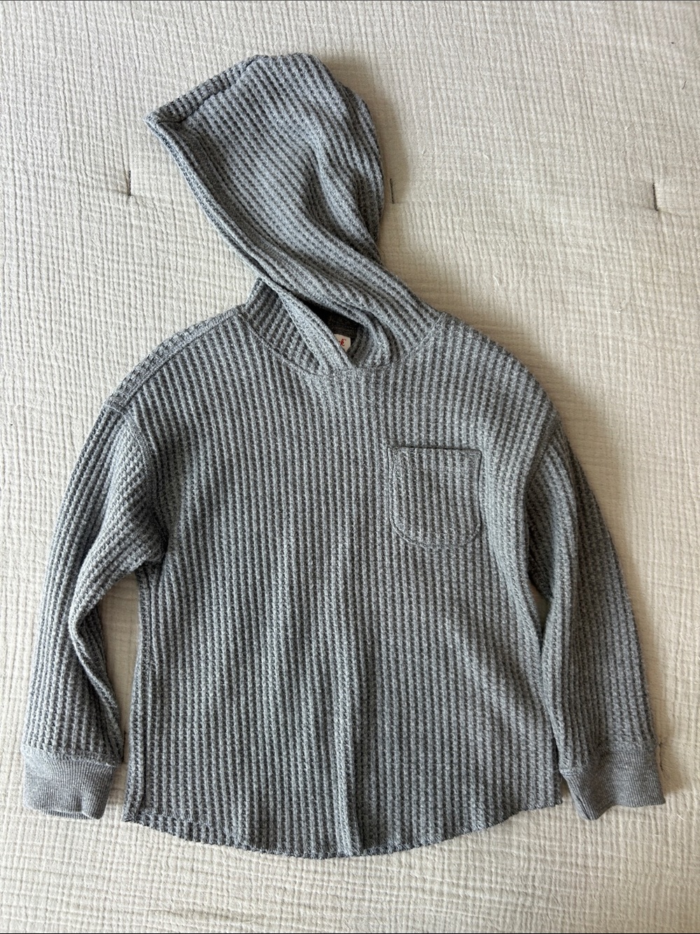 Cat & Jack Light Gray Hooded Waffle Knit Pullover